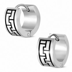 Boucles d'oreilles Hoop Huggie en acier inoxydable à deux tons en blocs de construction en acier inoxydable (paire)