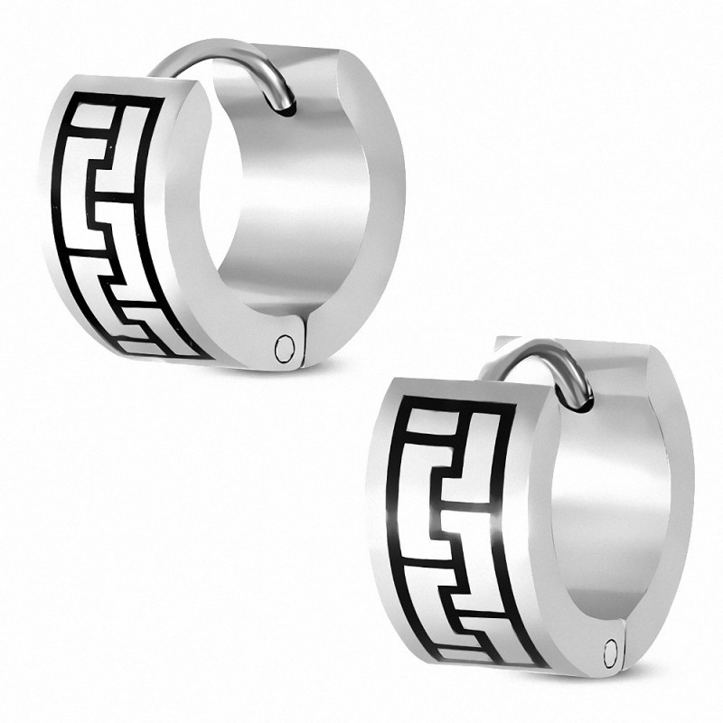 Boucles d'oreilles Hoop Huggie en acier inoxydable à deux tons en blocs de construction en acier inoxydable (paire)