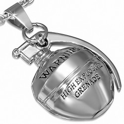 Pendentif Grenade à Main en Alliage Fashion argenté Warning 1