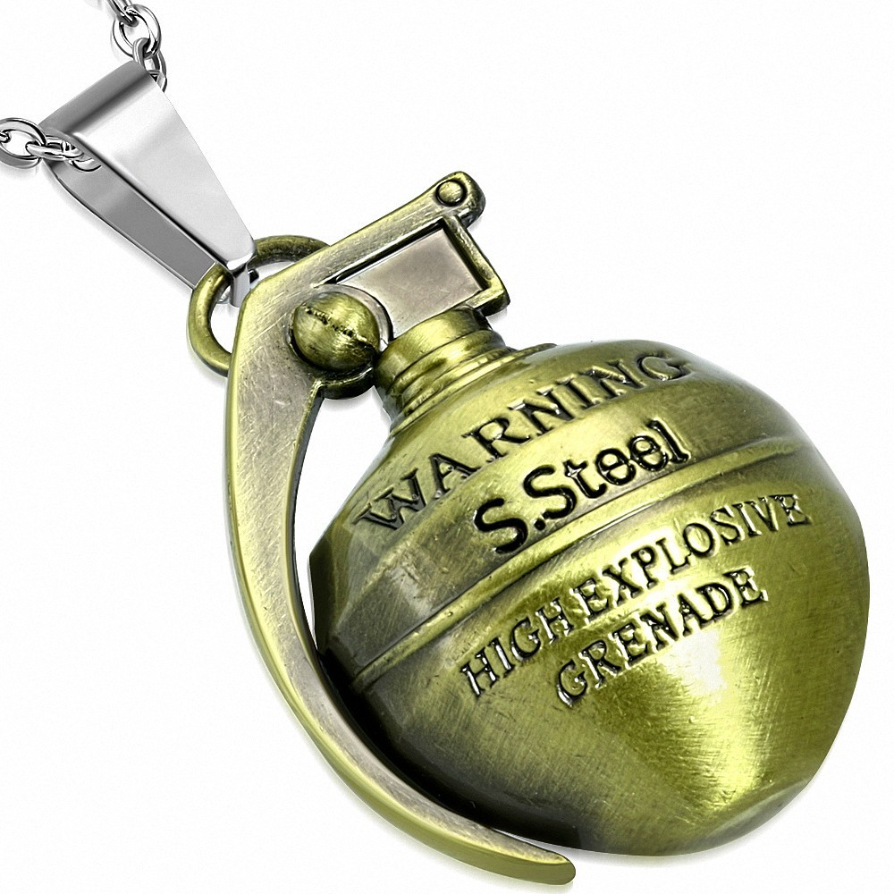 Pendentif Grenade à Main en Alliage Fashion cuivré Warning