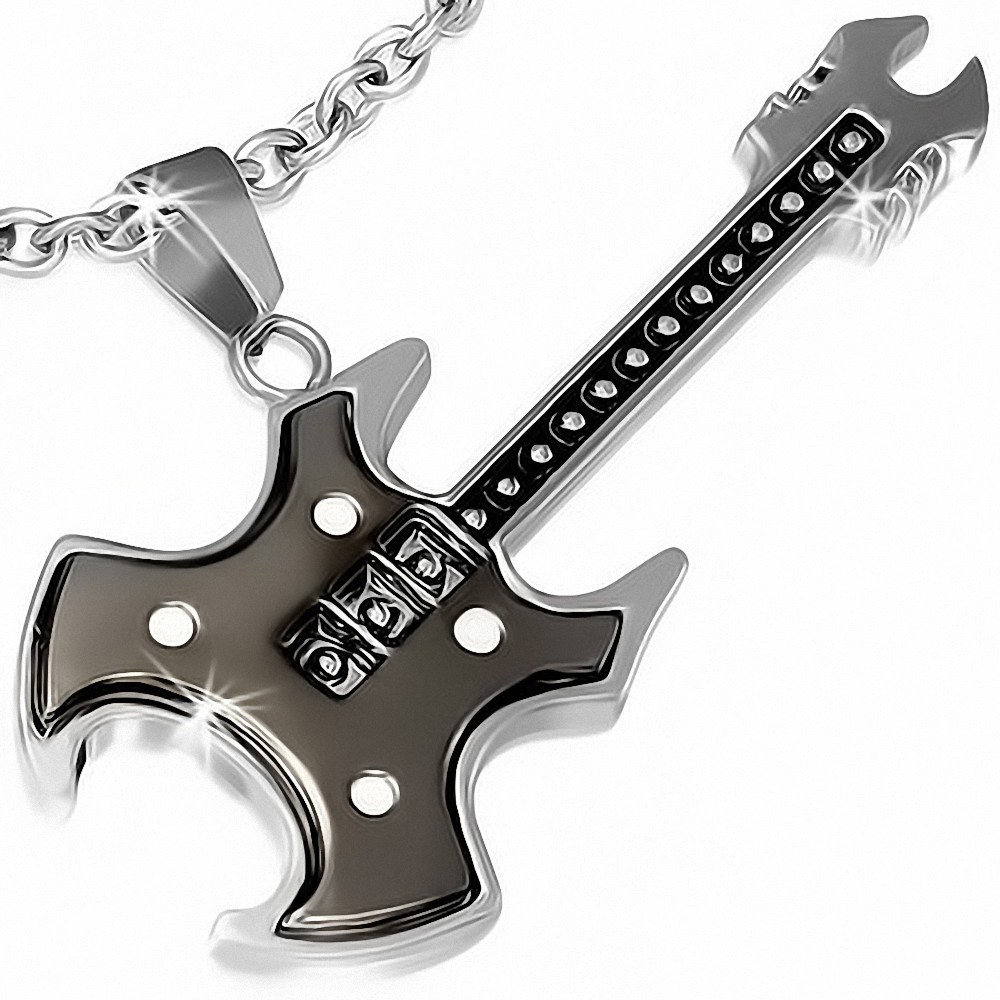 Pendentif en alliage instrument de musique guitare électrique 2 anthracite