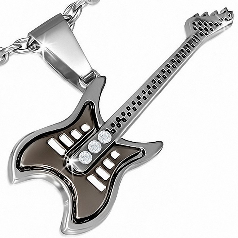 Pendentif en alliage instrument de musique guitare électrique 4 grise