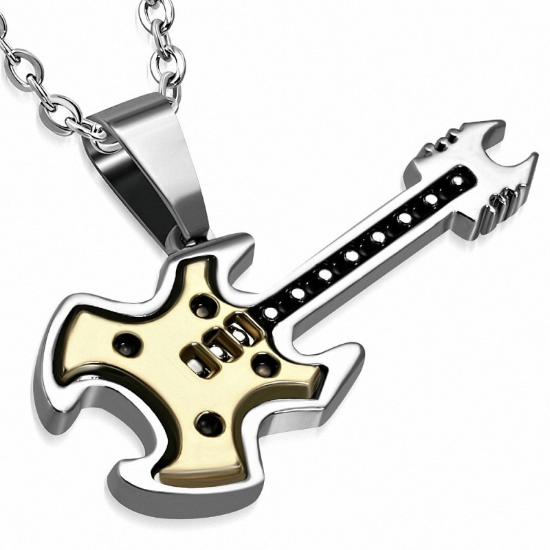 Pendentif en alliage instrument de musique guitare électrique 2 dorée