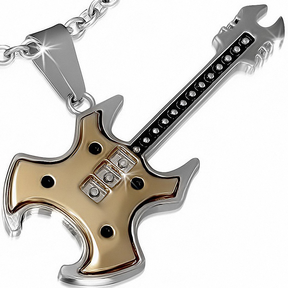 Pendentif en alliage instrument de musique guitare électrique 2 laitonnée