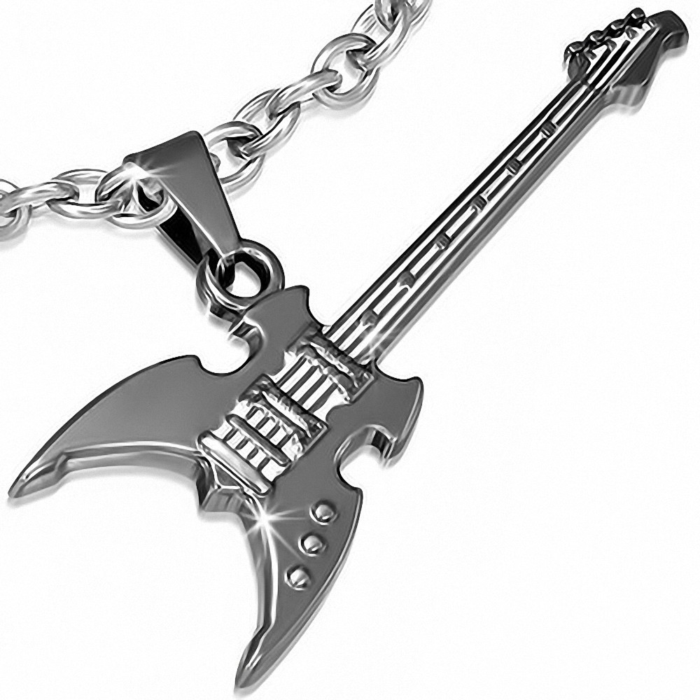 Pendentif en alliage instrument de musique guitare électrique 5 argentée