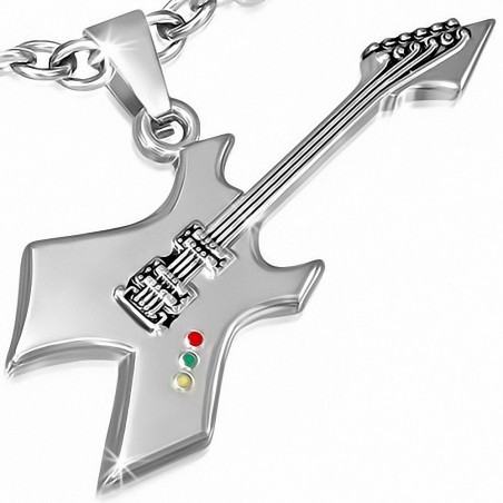 Pendentif en alliage instrument de musique guitare électrique 6 argentée