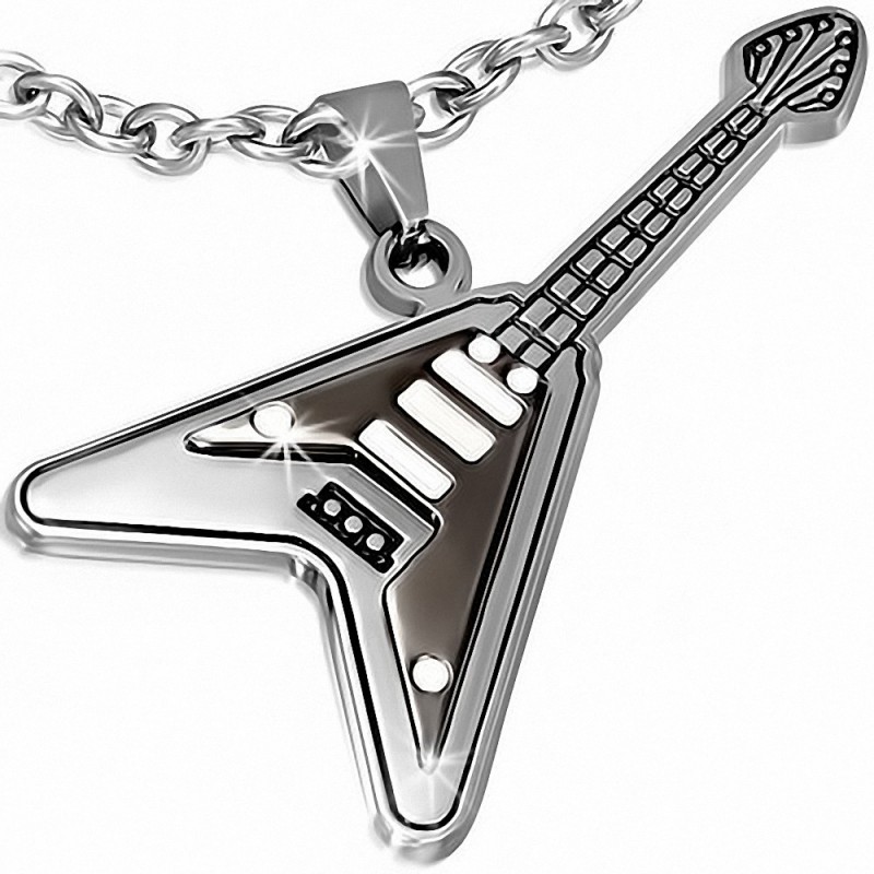 Pendentif en alliage instrument de musique guitare électrique 7 argentée