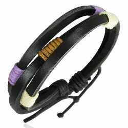 Bracelet en cuir ajustable en corde triple enroulement 1