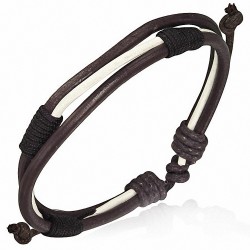 Bracelet en cuir ajustable en corde triple enroulement 2