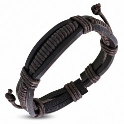 Bracelet en cuir marron ajustable  à triple enroulement B