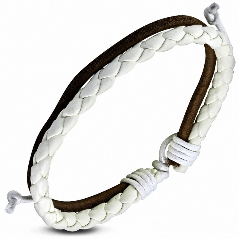 Bracelet ajustable en cuir tressé à double motif