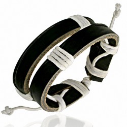 Bracelet ajustable en cuir avec deux cordes