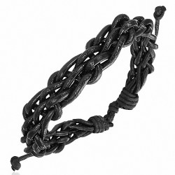 Bracelet ajustable en corde de cuir noir