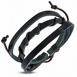 Bracelet en cuir ajustable en corde triple enroulement 4