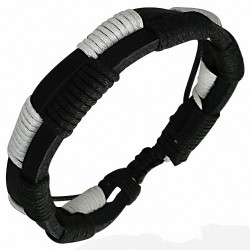 Bracelet ajustable en cuir avec deux cordes et cordon
