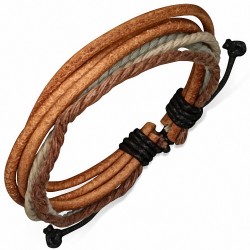 Bracelet en cuir ajustable en corde multicolore