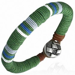 Bracelet à bascule en cuir multicolore avec cordon de cuir vert