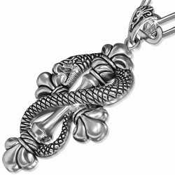Alliage serpent en spirale Fleur De Lis croix chaîne de lien charm collier de cordon noir