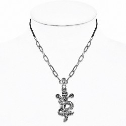 Alliage spirale serpent épée charm lien chaîne chaîne cordon noir collier