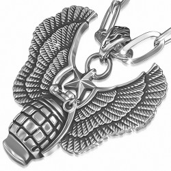 Alliage Fashion Star Eagle Wings Main Grenacharm Lien Chaîne Noir Cordon Collier