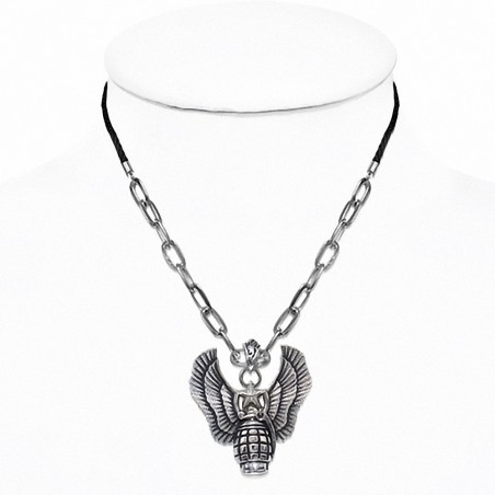 Alliage Fashion Star Eagle Wings Main Grenacharm Lien Chaîne Noir Cordon Collier