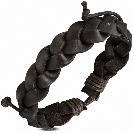 Bracelet ajustable en cuir marron foncé réglable   envelopper la corde
