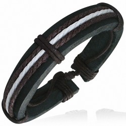 Bracelet en cuir ajustable en corde multi-tons