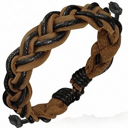 Bracelet ajustable en cuir tressé avec cordons