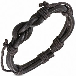 Bracelet réglable en cuir marron à boucle tordue