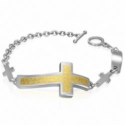 Bracelet à bascule à maillons en croix en acier inoxydable