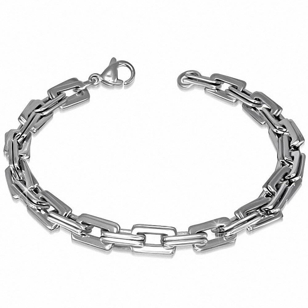 Bracelet à maillons ovale plat avec fermoir mousqueton en acier inoxydable de 7 mm