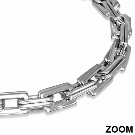 Bracelet à maillons ovale plat avec fermoir mousqueton en acier inoxydable de 7 mm