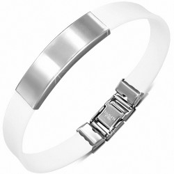 Bracelet en caoutchouc blanc 2 tons avec montre en acier inoxydable à graver