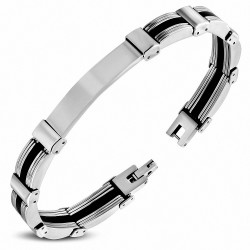 Bracelet en acier inoxydable avec bracelet de montre de style montre gravable en caoutchouc noir