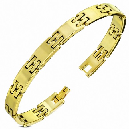 L-18cm W-8mm | Bracelet magnétique à maillons en carbure de tungstène doré