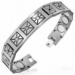 L-19.5cm W-11mm | Bracelet magnétique en forme de croix géométrique en carbure de tungstène