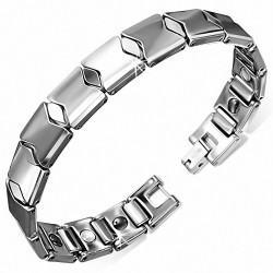 Bracelet magnétique homme avec lien panthère losange en carbure de tungstène de 12mm