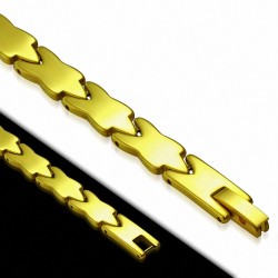 L-19cm W-7mm | Bracelet magnétique à maillons en carbure de tungstène plaqué de couleur d'or