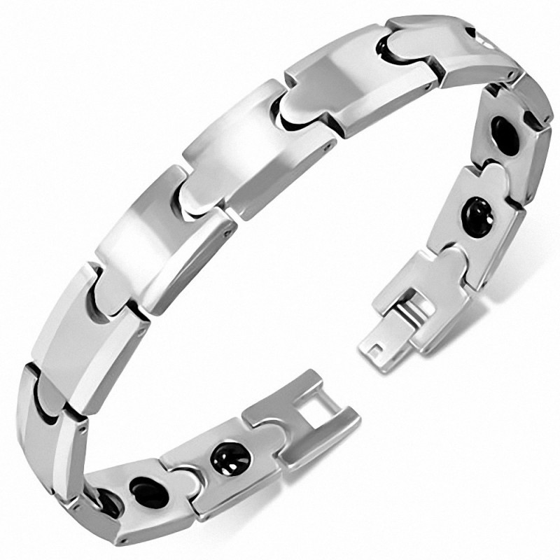 L-19cm L-11mm | Bracelet magnétique à maillons en carbure de tungstène