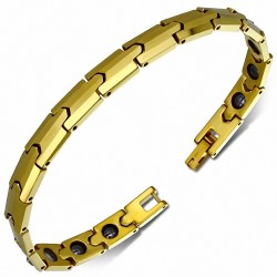 L-19cm W-7mm | Bracelet magnétique à maillons en carbure de tungstène doré B