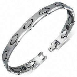 L-19cm W-8mm | Bracelet magnétique à maillons en carbure de tungstène