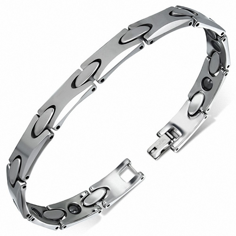 L-19cm W-8mm | Bracelet magnétique à maillons en carbure de tungstène