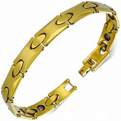 L-19cm W-8mm | Bracelet magnétique à maillons en carbure de tungstène doré