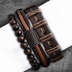 Ensemble de bracelets | Jeu de bracelets en cuir réglables en cuir avec cordon de serrage