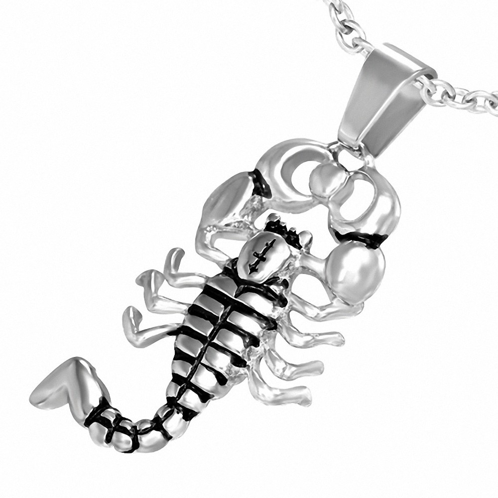 Pendentif signe du zodiaque Scorpion 2 tons en acier inoxydable