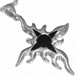 Pendentif Motif de croix Tribal Star Flame en acier inoxydable