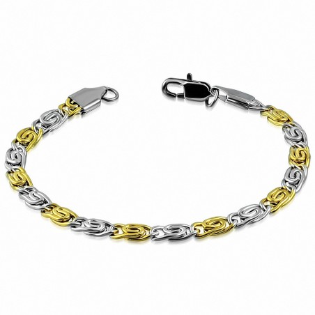 Bracelet chaîne avec maillons d'escargot et clé grecque en acier inoxydable de 5 mm