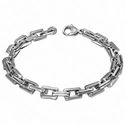 Bracelet chaine maillon ovale plat avec fermoir mousqueton en acier inoxydable