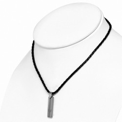 Collier en carbure de tungstène avec collier tressé en cuir de PVC noir