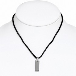 Breloque en carbure de tungstène avec collier tressé en cuir de PVC noir